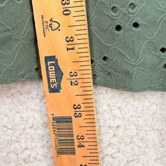 Hollister Eyelet Mini Dress Green XS Square Neck Ruffled Shoulder Straps Summer - Picture 7 of 10